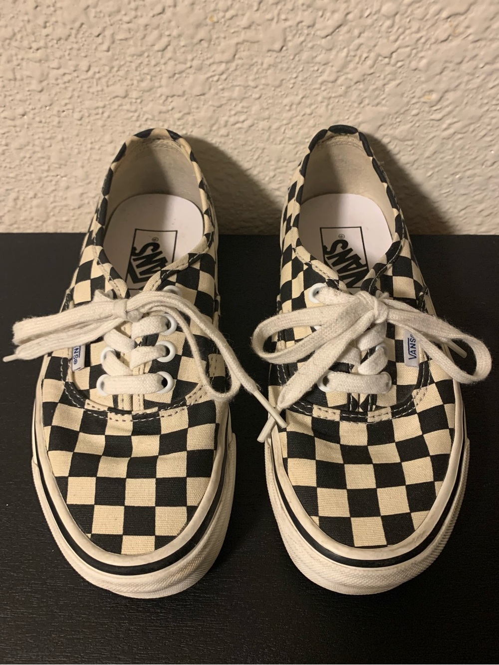 Vans Checkerboard Lace-Up Sneakers - Black & Cream